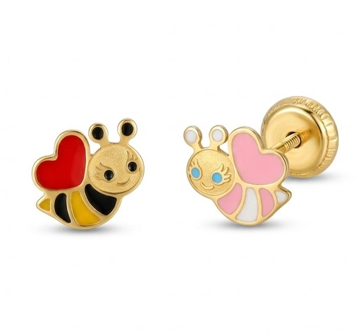 [00220] 6MM ENAMEL BEE KID EARRINGS