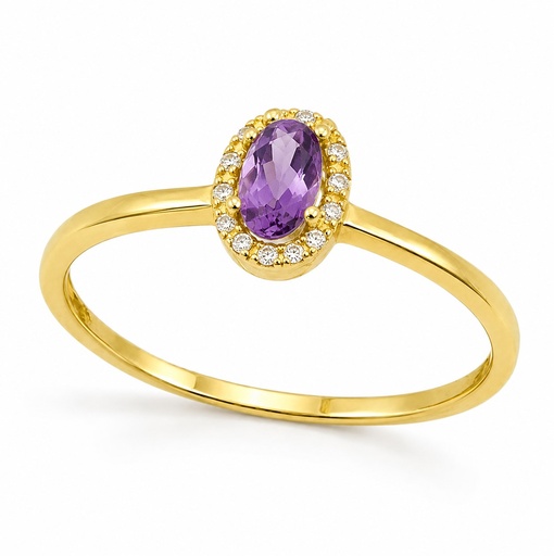 [00195SAM] SORTIJA CIRCONITAS Y AMATISTA OVAL DE  5x3 MM