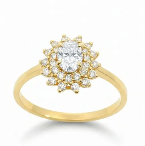 [9K0041] 5x4MM CZ 9 KARAT GOLD RING