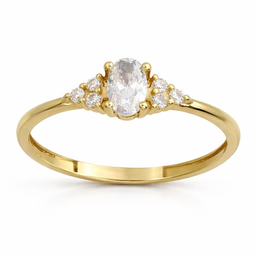 [9K0086] 5x3MM OVAL CZ 9 KARAT GOLD RING