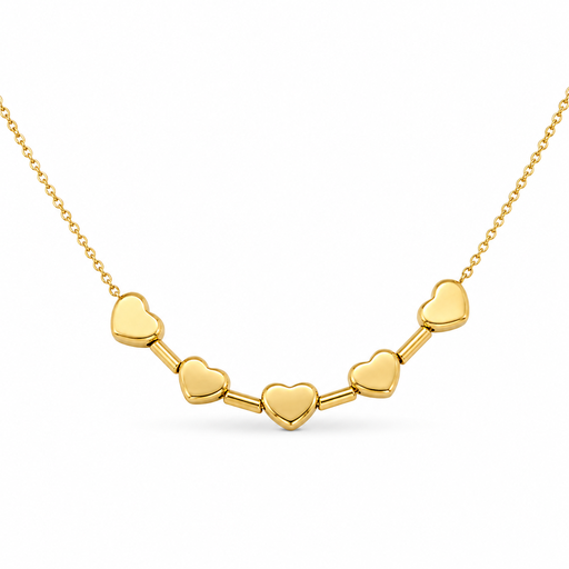 [9K0096] 5 HEARTS 9 KARAT GOLD NECKLACE 