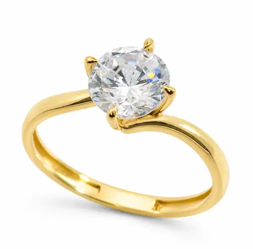 [9K0106] 8MM CZ 9 KARAT GOLD SOLITAIRE RING 