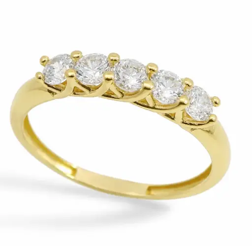 [9K0110] 5 CZ 9 KARAT GOLD RING 