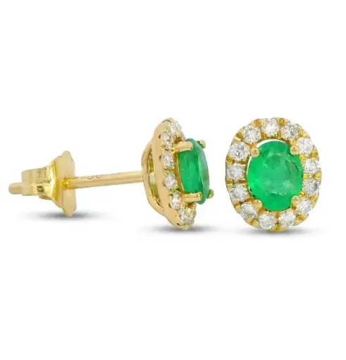 [B4187PE] PENDIENTES ESMERALDA OVAL DE 5x4MM(0.51CT TW) CON BRILLANTES 0.26 CT TW