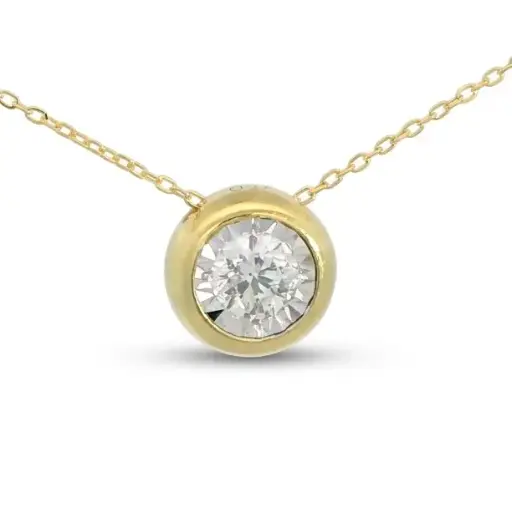 [B4227C/0.16] GARGANTILLA  CHATON FUNDICION 7MM EN TOTAL. BRILLANTE H-SI 1 . 0.16 CT.CON CADENA PASADA