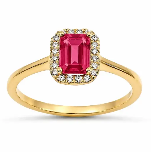 [B4232/SR] SORTIJA RUBI 6x4MM (0.66 CT) Y BRILLANTES 0.08 CT TW