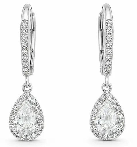 [B4241/0.15] 0.90 CT WHITE SAPPHIRE AND H-SI 0.15 CT TW DIAMONDS EARRINGS