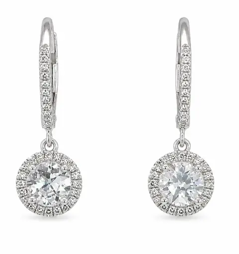 [B4243/0.17] 1 CT TW WHITE SAPPHIRE AND 0.17 CT TW  DIAMONDS DANGLING EARRINGS.LEVERBACK