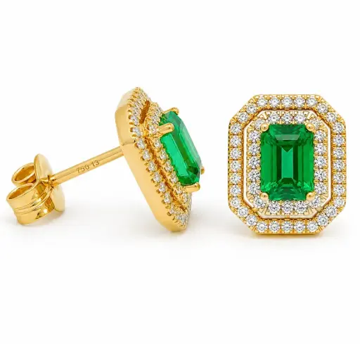 [B4250EP/0.68] PENDIENTES ESMERALDA 0.65CT TW Y BRILLANTES 0.34CT  CT TW
