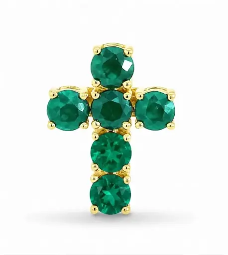 [00230E] 0.65 CT TW EMERALD CROSS PENDANT