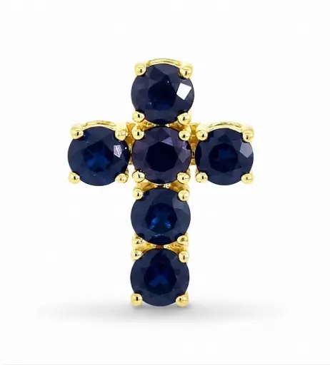 [00230Z] 0.98 CT TW SAPPHIRE CROSS PENDANT