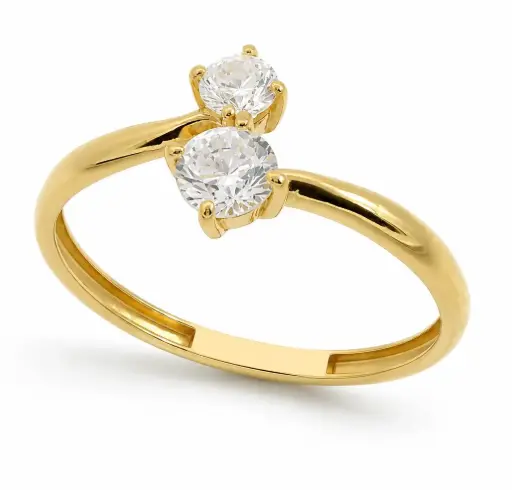 [9K0111] ROUND CZ'S 9 KARAT GOLD RING