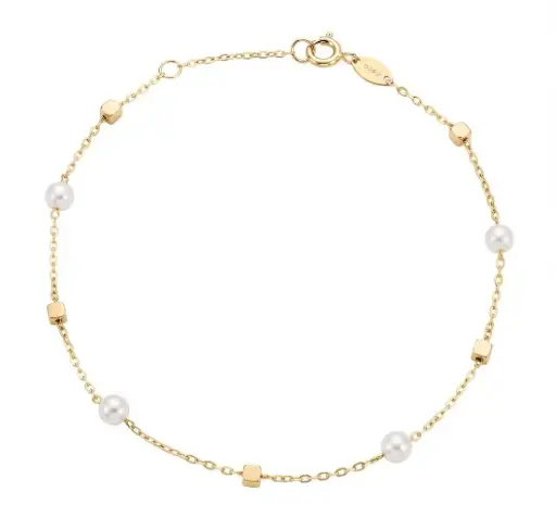 [00242PU] PULSERA CUBOS  Y PERLAS .17CM+19CM 
