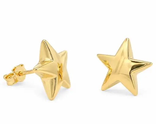 [9K00113] 9MM STAR STUD EARRINGS.9 KARAT GOLD