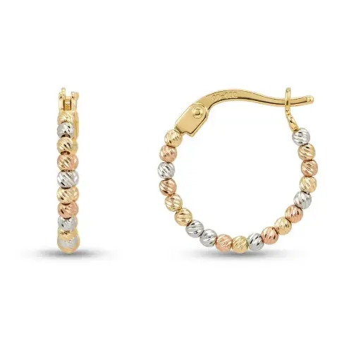 [9K0114] AROS BOLAS TALLADAS ORO TRICOLOR 9 KILATES