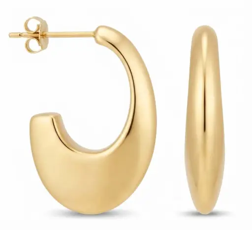 [00273] 23x16x5MM OVAL HOOP EARRINGS.PUSHBACK