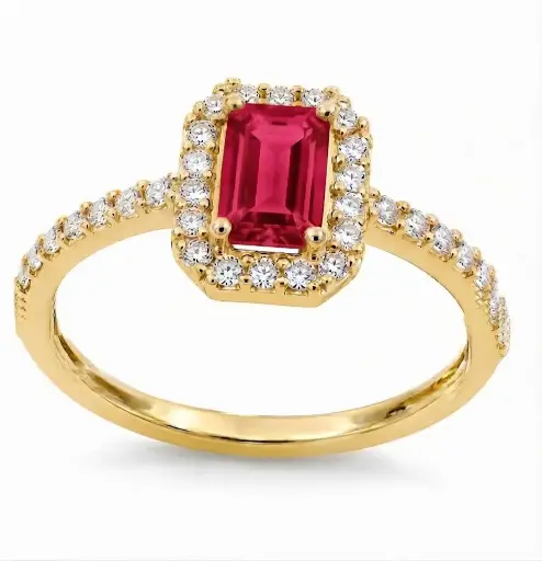 [B4254SR/0.27] SORTIJA RUBI (0.51 CT) Y BRILLANTES 0.27 CT TW 