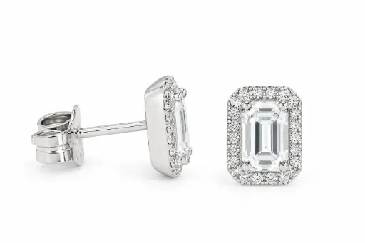 [B4195PZB/0.14] PENDIENTES BRILLANTES ZAFIRO BLANCO 0.80 CT TW Y BRILLANTES 0.14 CT TW 