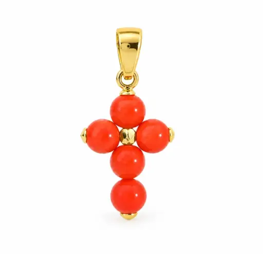 [00084PC] CRUZ BOLAS 3MM CORAL NATURAL.15x10MM. 