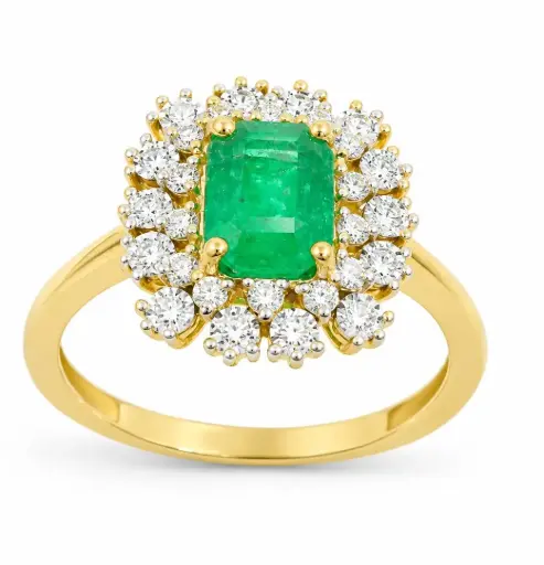 [B4263/0.21] SORTIJA 1 ESMERALDA 0.75CT Y BRILLANTES 0.21 CT TW 