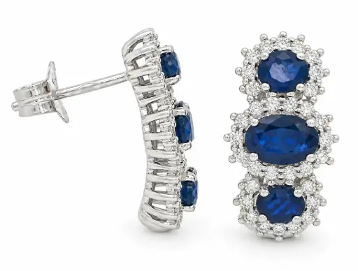 [B4257PB/0.38] 1.66 CT TWN SAPPHIRE AND 0.38 CT TW DIAMOND EARRINGS