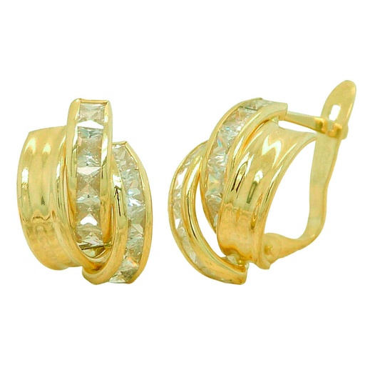 [2020] 13x9MM CURVED BANDS AND CARRE CZ EARRINGS.LEVERBACK.