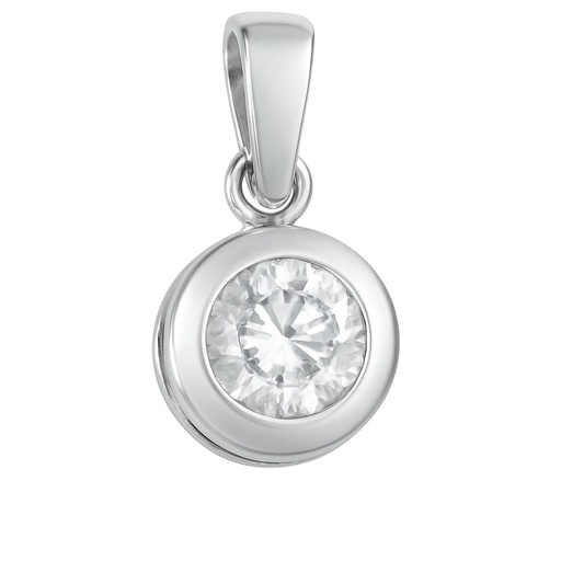 [1673/CB] 3MM CZ WHITE GOLD "CHATON"PENDANT WITH BALE.