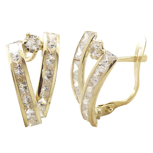 [5582] 21MM CARRE CZ LEVERBACK EARRINGS.