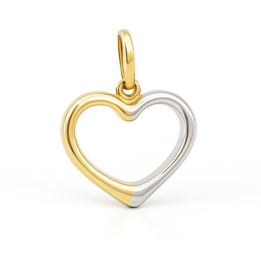 [4298] 18x16MM TWO TONE HEART PENDANT.