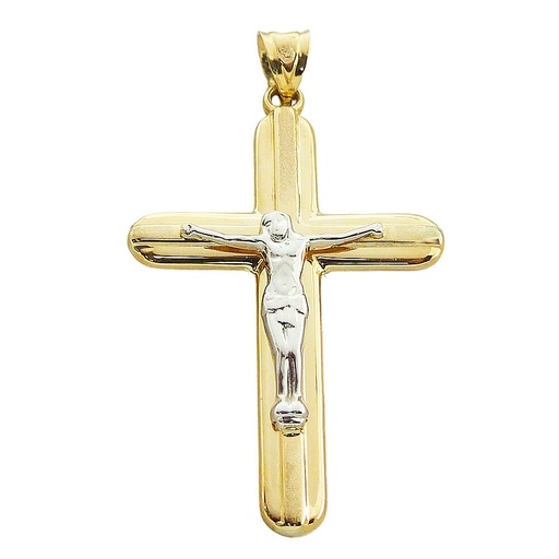 [4948] 47x27MM TWO TONE CRUCIFIX PENDANT.