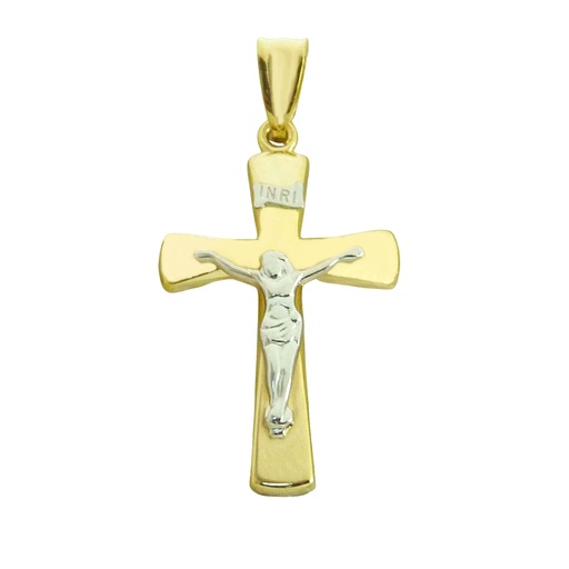 [4302] CRUZ CON CRISTO BICOLOR 28x17MM