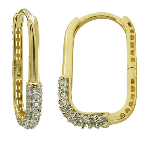 [5224] CZ OVAL HOOP EARRINGS.