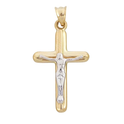 [4301B] 28x17MM TWO TONE CRUCIFIX PENDANT.