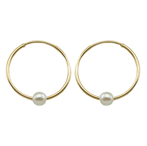 [5135] 14x1MM ROUND TUBE HOOP EARRINGS WITH ONE PEARL.