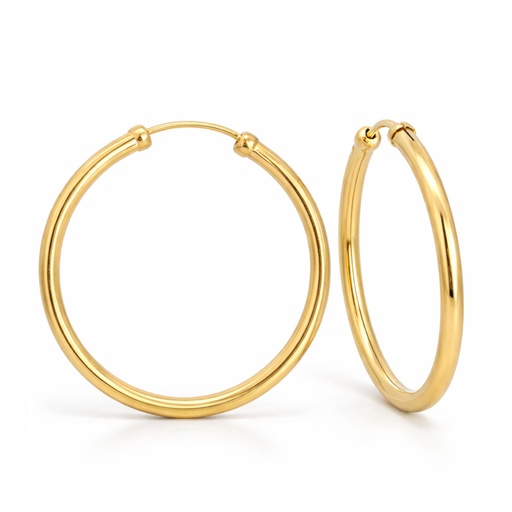 [6495] 30x2MM ROUND TUBE HOOP EARRINGS.