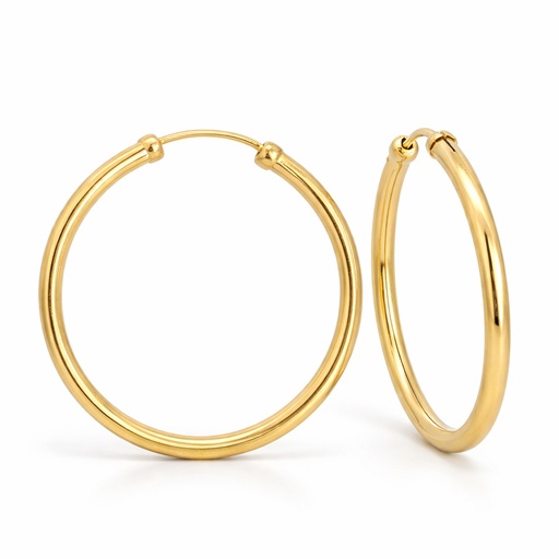[6496] 35x2MM ROUND TUBE HOOP EARRINGS.