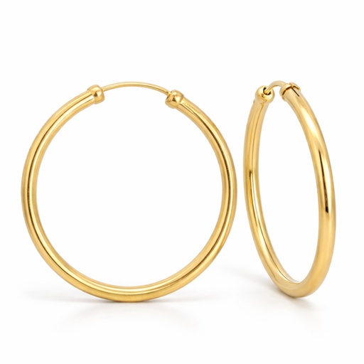 [9044] 40x2MM ROUND TUBE HOOP EARRINGS.
