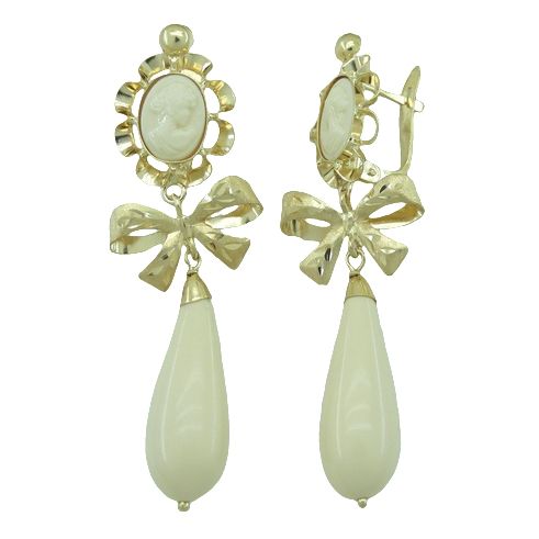 [7381/LM] PENDIENTES ARQUILLO 10x8MM COLOR MARFIL.CON LAZO.