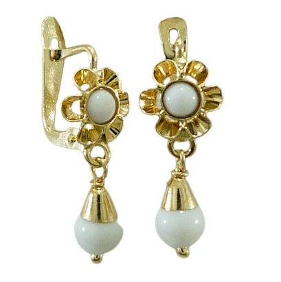 [1516M] PENDIENTES ARQUILLO BOLA COLOR MARFIL.CATALAN.15MM