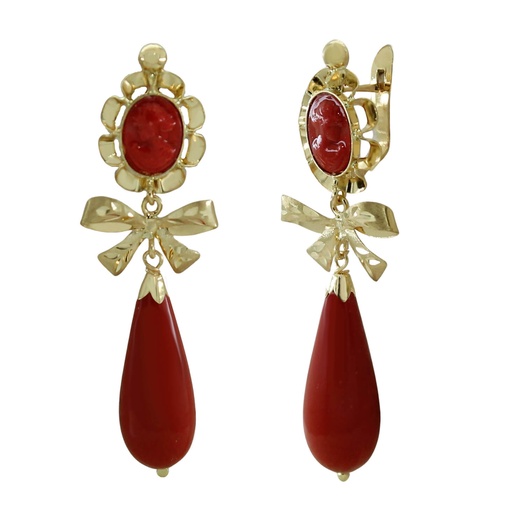 [8277/LC] PENDIENTES ARQUILLO 6x4MM CON LAZO .COLOR CORAL 41M.CATALAN