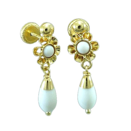 [6049/4M] PENDIENTES ARQUILLO PERITA COLOR  MARFIL TORNILLO