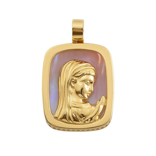 [5384V] 10x8MM PINK MOTHER OF PEARL PENDANT WITH VIRGIN.