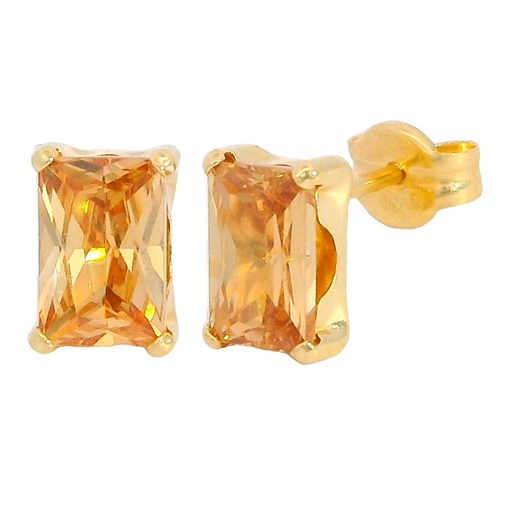 [5071CH] 6x4MM BAGUETTE CZ CHAMPAGNE COLOR EARRINGS.