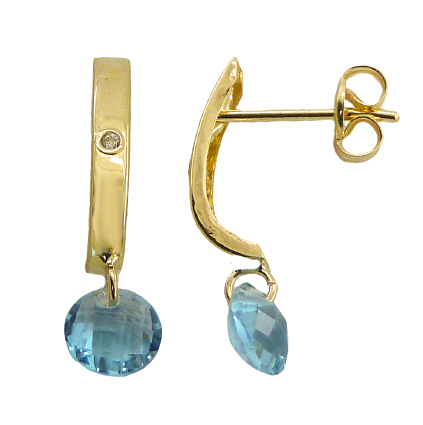 [4838A] AQUAMARINE COLOR BRIOLETTE CZ DANGING EARRINGS.