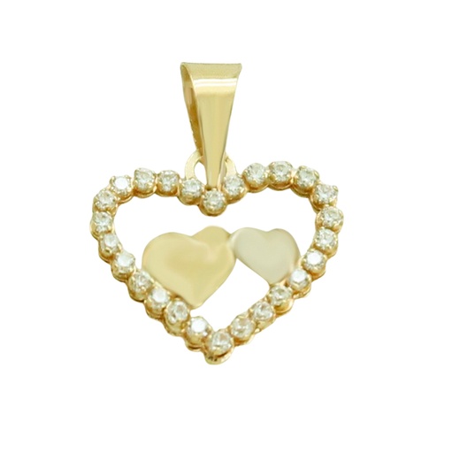 [4964] 12MM TWO TONE HEARTS PENDANT.