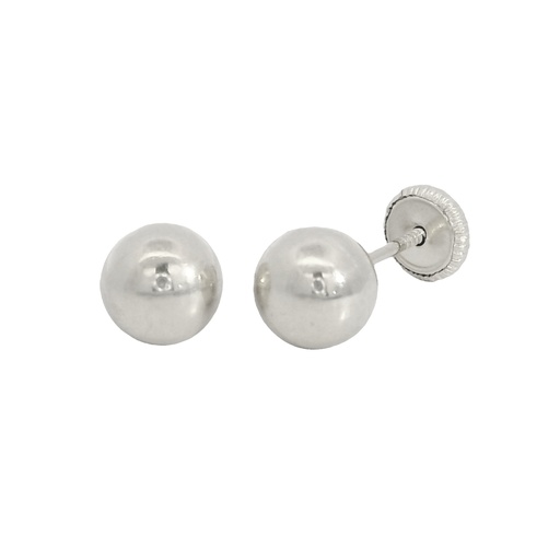 [6172B] 3MM WHITE GOLD BALL STUD EARRINGS.SCREW BACK