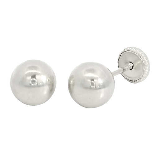 [6175B] PENDIENTES BOLA ORO BLANCO LISA 6MM.TORNILLO