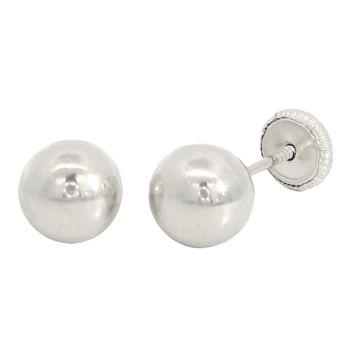 [6342/B] PENDIENTES BOLA LISA 7MM.TORNILLO ORO BLANCO.