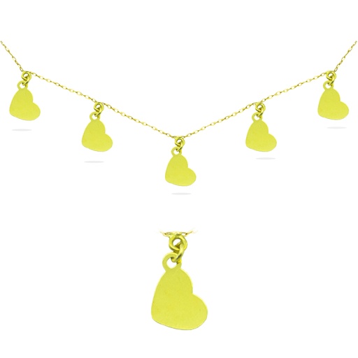 [4595] 6MM CHARM HEARTS NECKLACE.45CM CHAIN.