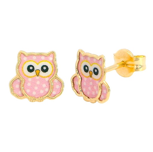 [5146] 7MM ENAMEL OWL EARRINGS.PUSHBACK.